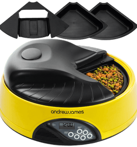 Andrew James 4 Day - Meal Automatic Pet Feeder - Bowl with voice recorder Includes 2 Volume Reducers + 1 Adapter Tray