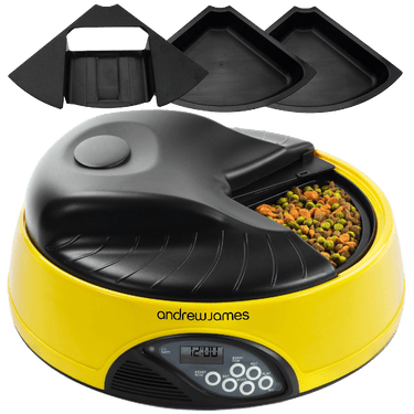 Andrew James 4 Day - Meal Automatic Pet Feeder - Bowl with voice recorder Includes 2 Volume Reducers + 1 Adapter Tray